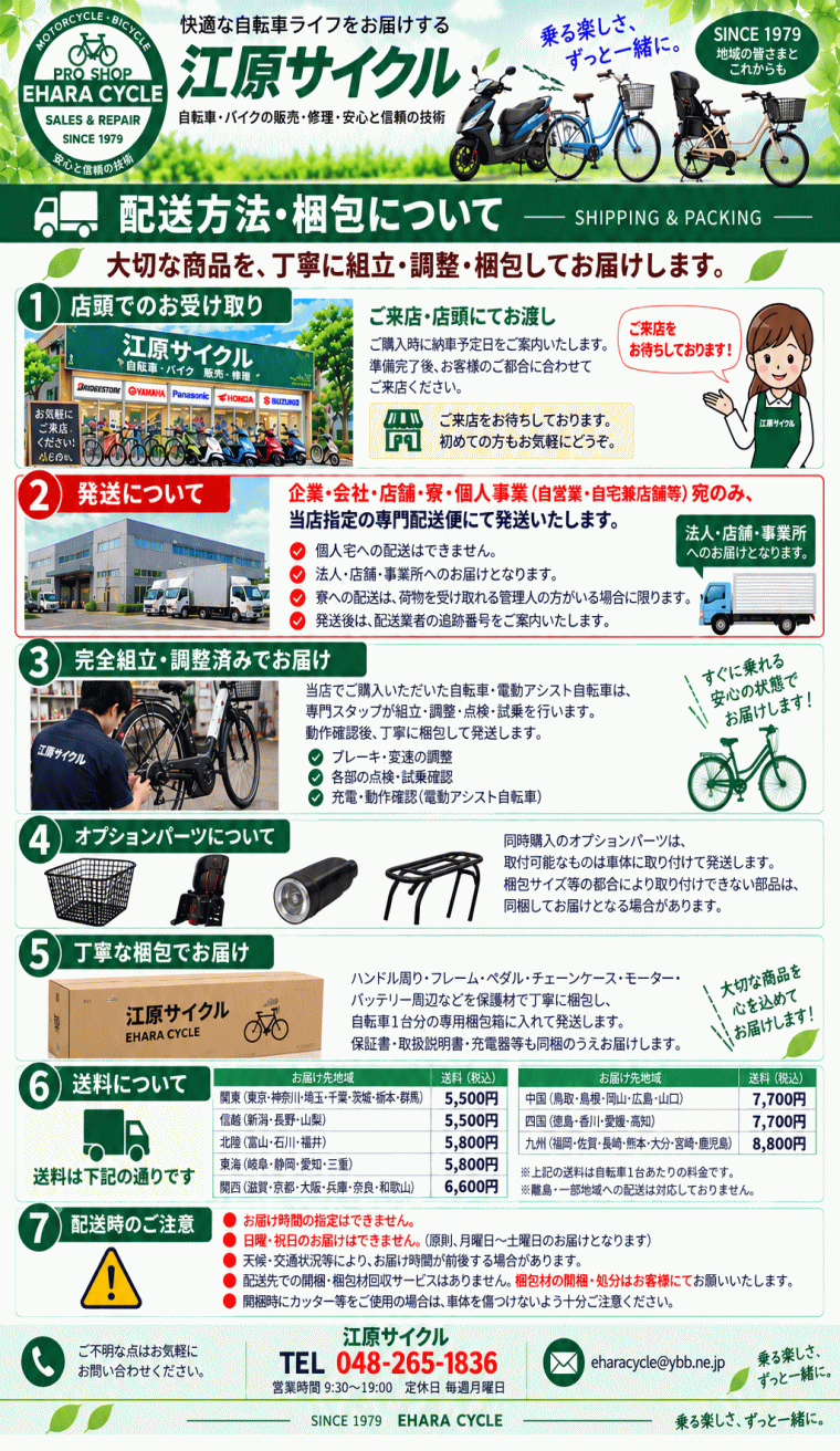 配送方法・梱包、送料